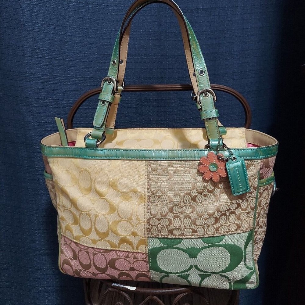 Coach spring patchwork tote